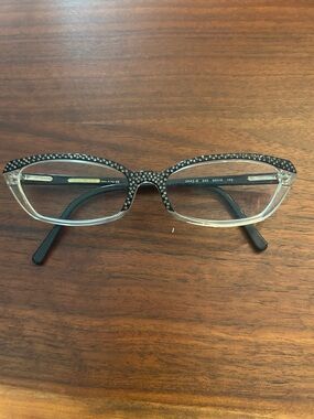 Salvatore Ferragamo Black and Clear Swarovski Crystal Cat-Eye Glasses
